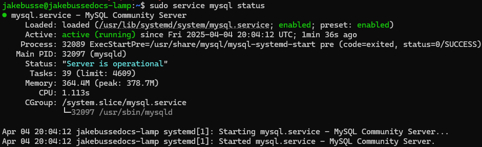 mysql Active: active